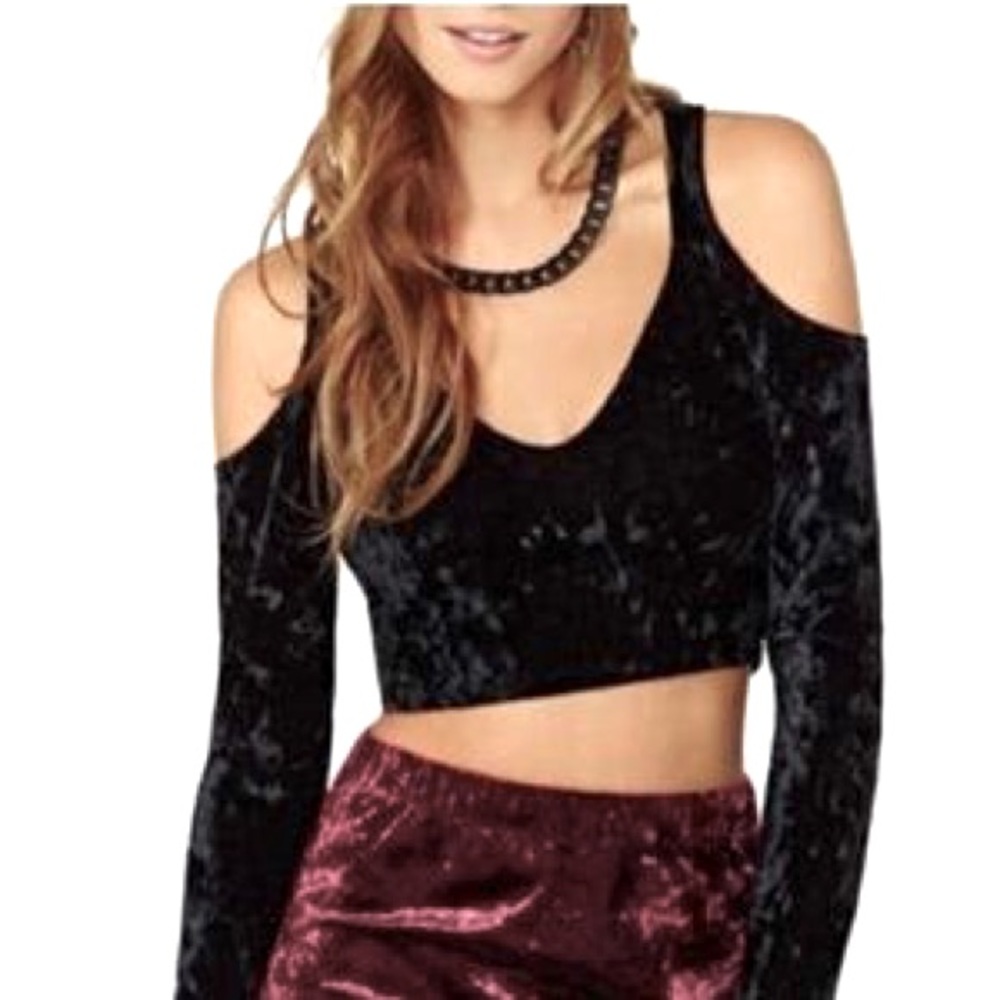 Nasty Gal Crushed Velvet Crop Top